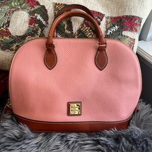 Dooney & Bourke - pink and brown leather handbag.